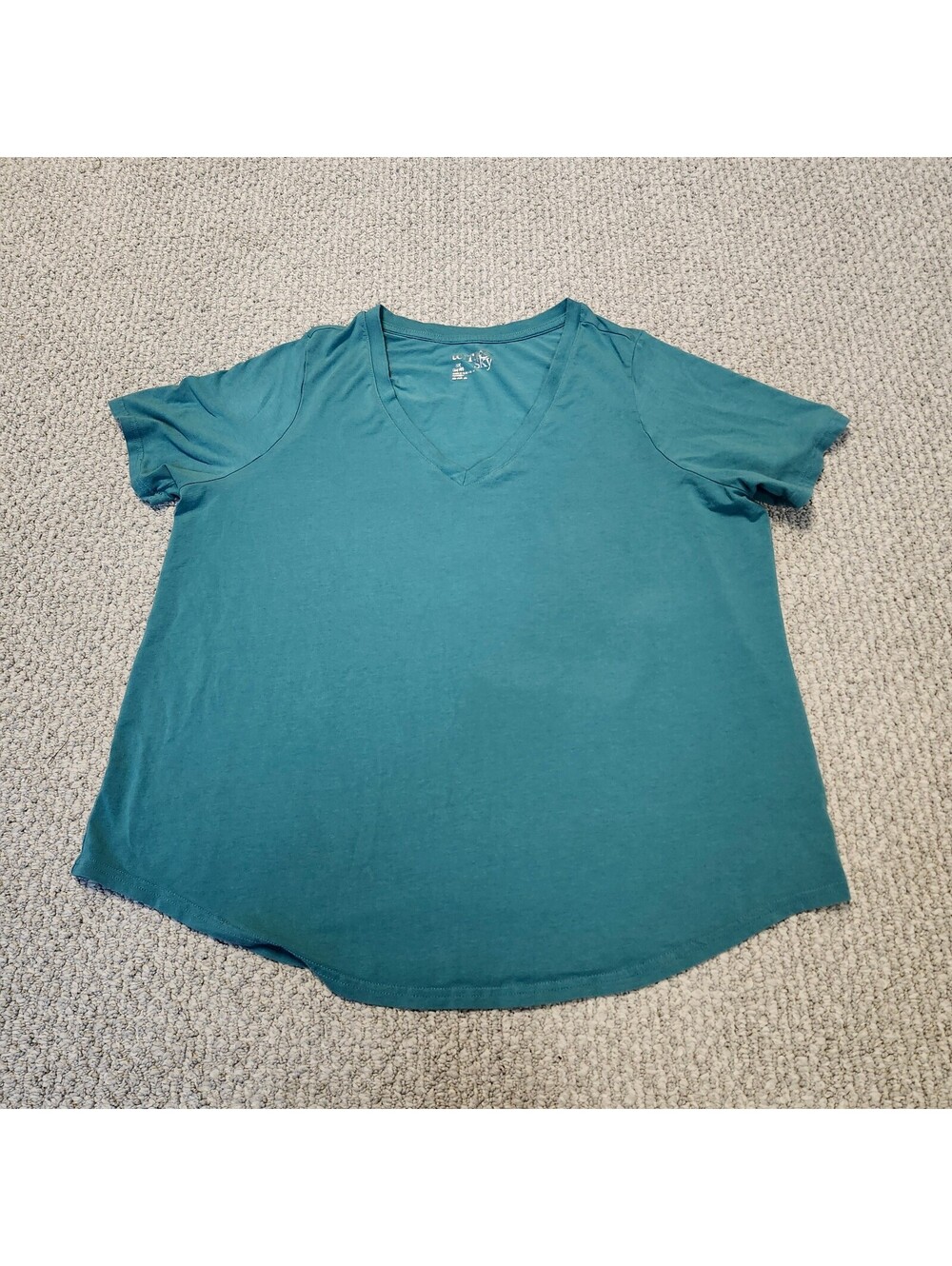 Terra & Sky Women's Teal V-Neck Short Sleeve T-Shirt Size 0X